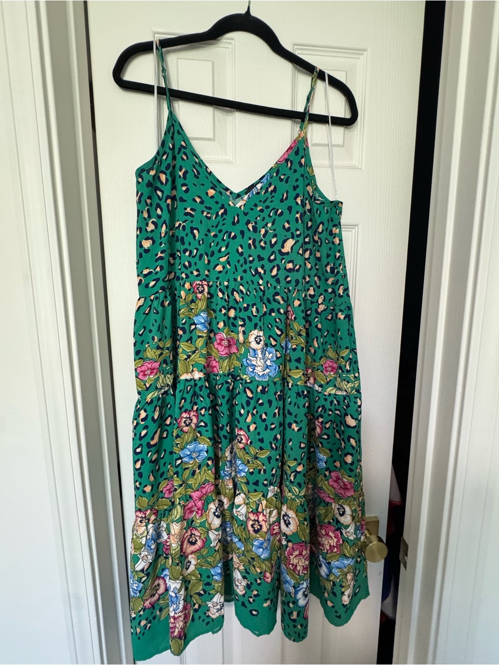 Green Floral Tiered Slip Dress